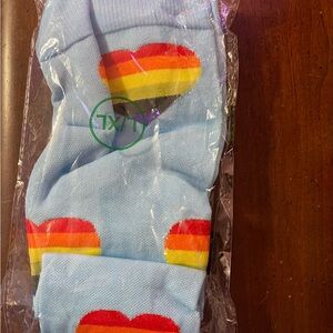 Blue Heart Pattern women’s compression Socks - Rainbow Hearts. New! Size L/XL